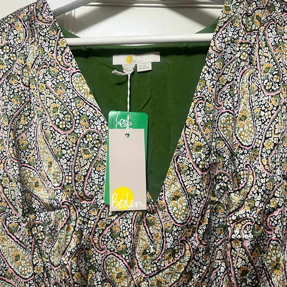 Boden Multicolor Paisley Dress with Green Accent